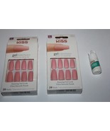 Lot/2 Kiss Gel Fantasy Ready-To-Wear Gel Long 28 Nails KGN09 In Box + Glue - $324.82 MXN