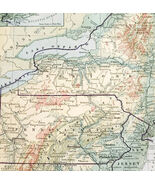 1916 Map Middle Atlantic States Physical Political New York Pennsylvania... - $368.75 MXN