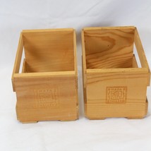 NAPA VALLEY 20-CD Lot of 2 Vtg  Natural Wood Storage Box Crates Square Logo - £30.69 GBP
