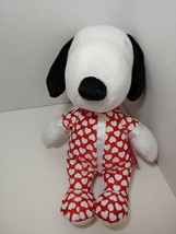 Snoopy Plush wearing red pajama outfit white hearts Peanuts puppy dog  - £8.13 GBP