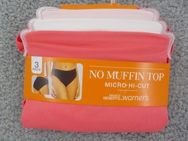 Blissful Benefits By Warners 3 Pk No Muffin Top HI-CUT Xxxl 10 Salmon White Pink - £10.22 GBP