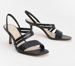 Vince Camuto Leather Strappy Heeled Sandals - Savesha in Black 6 1/2 M O... - £42.53 GBP