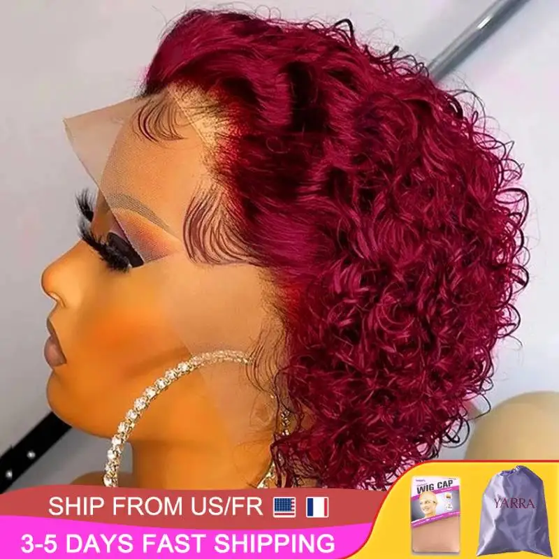 Pixie Cut Wig Human Hair 99J Color Lace Wigs Human Hair Short Bob Human Ha - £38.39 GBP+
