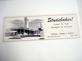 1950 Hawaii Studebaker Ad Wooley, O&#39;Brien &amp; Quealy - £6.31 GBP