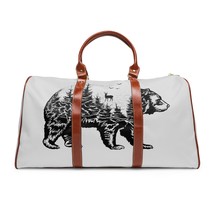 Personalized waterproof travel bag with black and white forest bear print thumb200