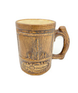 Vintage Walt Disney 3d Wood Mug Stein Coffee Classic Logo Castle 90s - £15.55 GBP