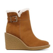 FRANCO SARTO Ulayna Water Resistant Suede Fleece Wedge Bootie, Brown, 11, NWT - £74.45 GBP