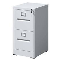 Premium 2-Drawer Metal File Cabinet w/Lock | White, Vertical, Compact - $2,516.20 MXN