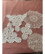 vintage White Hand crochet doilies  Lot Of 5~24” D, 16”D, - $11.05