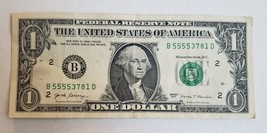 Fancy Serial Number $1 2017 Dollar Bill Note  4-of-a-kind 5s - £6.25 GBP