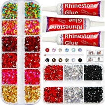 Rhinestones for Crafts Clothes kit with Rhinestones Glue,Flatback Rhinestone Red - £9.33 GBP