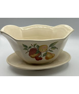 Gravy Boat Plate Teleflora Fruit Decal Ceramic Ivory Micro &amp; Dish Safe 7... - £18.32 GBP