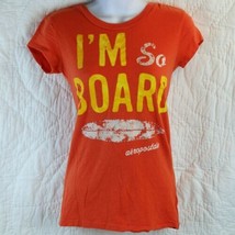 Aeropostale Woman's T-shirt Small Junior Orange I'm So Board Surfer Beach Tshirt