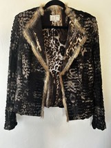 Vintage Alberto Makali Fur Trim Leopard Blazer Jacket Size Medium - $82.19