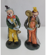 2 Vintage Resin Hobo Clown Playing Instrument 5.75&quot; - €14,41 EUR