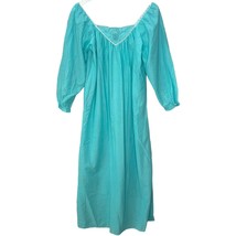 Vintage Glencraft Nylon Acetate Long Sleeve Nightgown Blue Size L Cottag... - $39.55