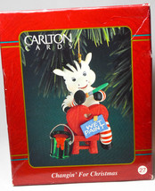Carlton Cards: Changin&#39; For Christmas - Zebra Painting Heart - 2000 Orna... - $24.34