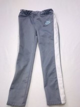 Nike Girl&#39;s Active Pants Athletic Workout Gray White Stretch Waist - £10.90 GBP