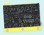 Yoobi Brand ~ Binder Zip Case ~ Black ~ White ~ Yellow ~ Doodles - £11.76 GBP