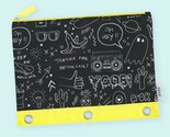 Yoobi Brand ~ Binder Zip Case ~ Black ~ White ~ Yellow ~ Doodles - $14.96