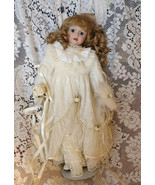PARADISE GALLERIES BLONDE BRIDAL DOLL FUR MUFF BLOND HAIR, BOUQUET PEARL... - $100.85 CAD