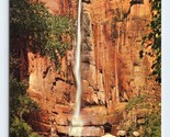 Sinawava Temple Falls Zion National Park Utah UT UNP Chrome Postcard Q2 - $6.88