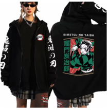 Anime Demon Slayer Harajuku Zip-Up Hoodie with Kamado Tanjirou Print for... - $31.98