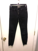 Madewell Petite 9&quot; Mid-Rise Skinny Jeans SZ 25P Black J7676 Button Front... - £15.47 GBP