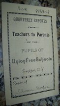 c1900 ANTIQUE FRANKFORT NY UNION FREE SCHOOL REPORT CARD CLARA DODGE - $9.89