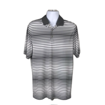 Nike Golf Collared Performance Polo Shirt ~ Sz L ~ Gray &amp; White ~ Striped - £16.20 GBP