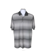 Nike Golf Collared Performance Polo Shirt ~ Sz L ~ Gray &amp; White ~ Striped - $20.69