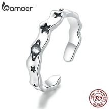 bamoer Authentic 925 Sterling Silver Romantic Planet Adjustable Finger Ring for  - £14.71 GBP