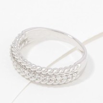 0.20CT Natürlicher Diamant Seil Form Ehering 14K Weiß Vergoldet Silber - £214.49 GBP