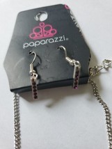 Necklace And Earrings Faux Jewels Silver Tone Chains Paparazzi 18" long - $9.59