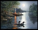 36&quot; X 44&quot; Panel Scenic Lake Pond Loons Fishing Camping Cotton Fabric D47... - $11.95