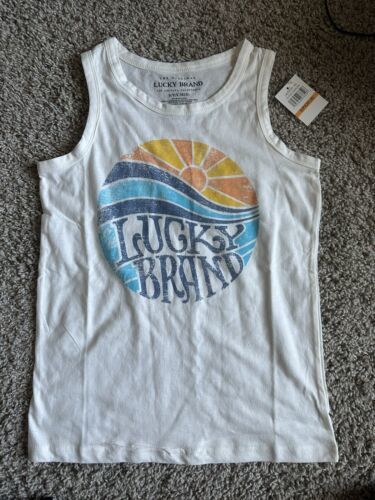 Lucky Brand Cloud dancer classic 80's logo graphic tank boys size Small S (8) - $16.82
