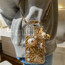 Handmade Crossbody Long Chain Crystals Case For Samsung S 21 22 23 24 Plus Ultra - $45.00