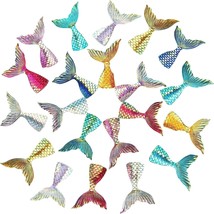 Mermaid Tail Cabochons Resin Scales Fairy Tale Flat Back Flatbacks Mix 40mm 4pcs - £4.26 GBP