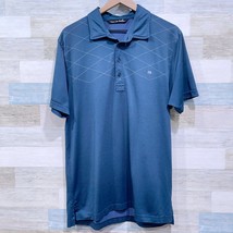 Travis Mathew Performance Golf Polo Shirt Blue Diamond Stitching Mens Large - $49.49