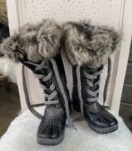 Sugar Marlon Waterproof Winter Boots, Dark Gray Faux Fur Lined Womens Sz 7M - £15.97 GBP