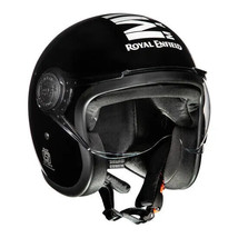 ROYAL ENFIELD JET OPEN FACE MLG HELMET WITH CLEAR VISOR - GLOSS BLACK - £74.59 GBP