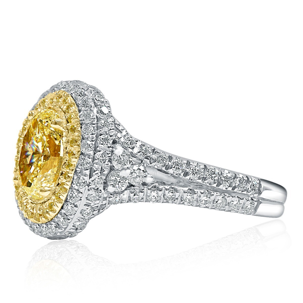 GIA Certified 2.03 Ct Faint Yellow Oval Diamond Engagement Ring 18k White Gold Item image 2