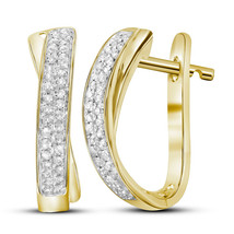 10k Yellow Gold Womens Round Pave-set Diamond Hoop Earrings 1/6 Cttw - $279.00