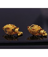 22KT YELLOW GOLD HANDMADE STUD EARRINGS JEWELRY BEST WOMEN CHOICE GIFTING  - $1,232.42 CAD