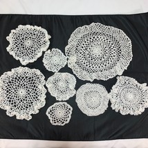 Crocheted Doilies Hand made Set of 8 White 11&quot; 8&quot; 7&quot; 6&quot; 4&quot; Doilie Doily - £18.60 GBP