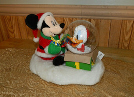 Gemmy Disney Mickey Mouse Donald Duck Musical Blowing Snow Globe See Demo - £18.42 GBP