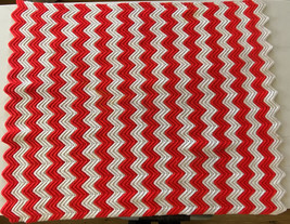 Crochet Blanket Throw Chevron Zig Zag  38x45” Afghan Retro Neon Red White Vtg - £11.79 GBP