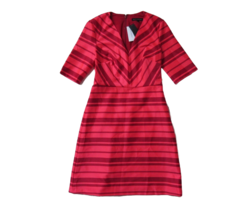 NWT Banana Republic S/S Fit &amp; Flare in Red Stripe V-neck A-line Stretch Dress 0 - £18.64 GBP