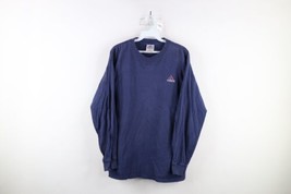 Vintage 90s Adidas Mens Medium Distressed Spell Out Long Sleeve T-Shirt Blue USA - $39.55