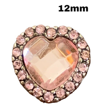 Mini Snap Jewelry Pink Heart Rhinestone Love fits 12mm Petite Ginger Sty... - €3,06 EUR